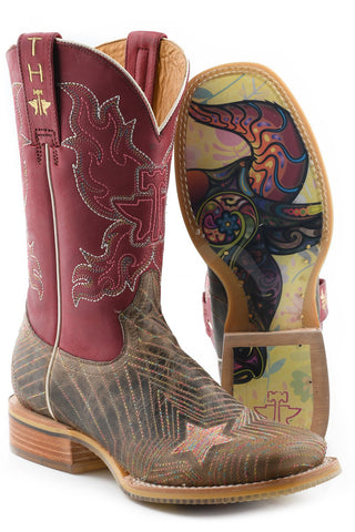 Tin Haul Womens Super Nova Star Multi-Color Leather Cowboy Boots