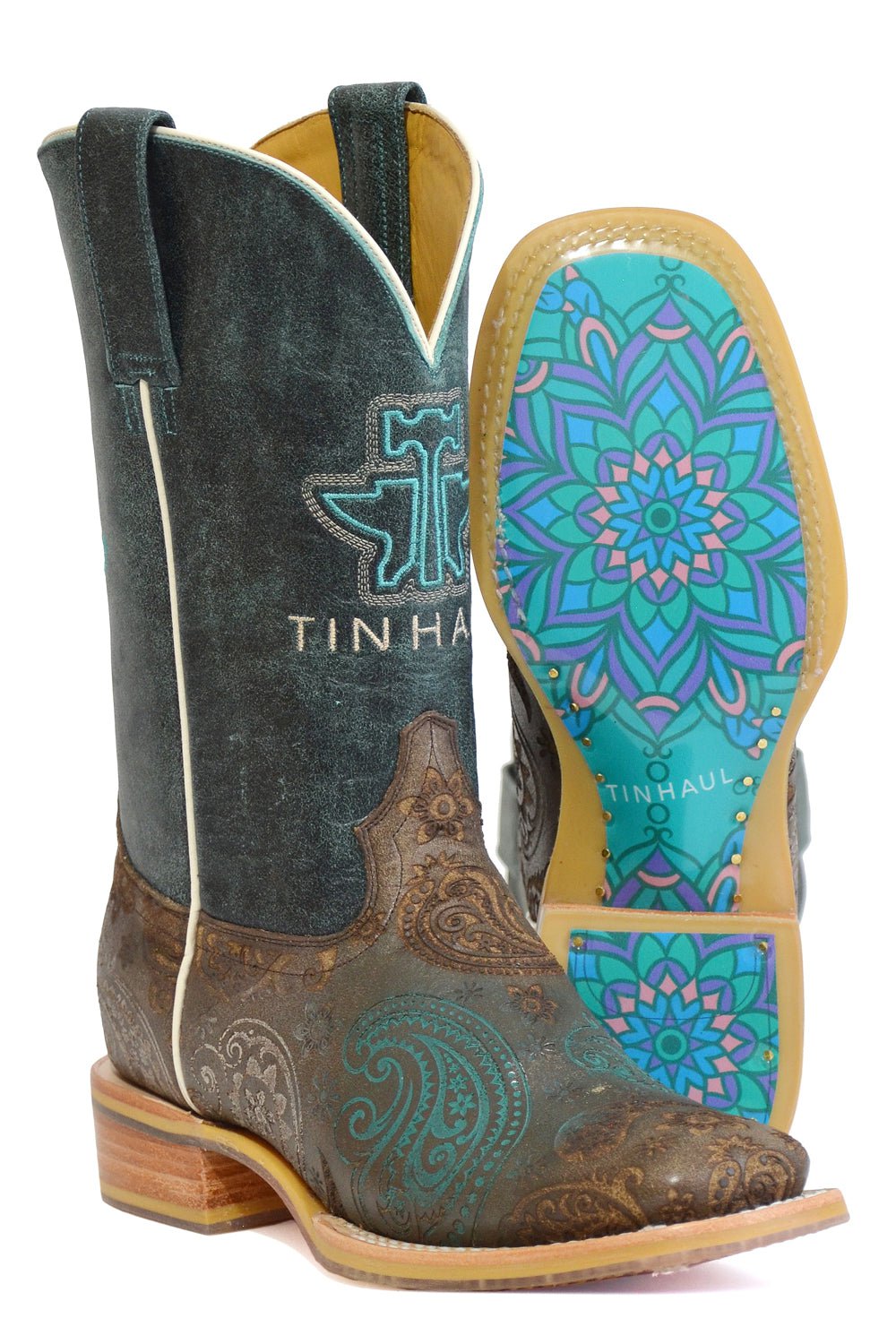 Tin Haul Womens Paisley Breeze Brown Leather Cowboy Boots The Western