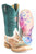 Tin Haul Womens Birds Of A Feather Turquoise/Tan Leather Cowboy Boots