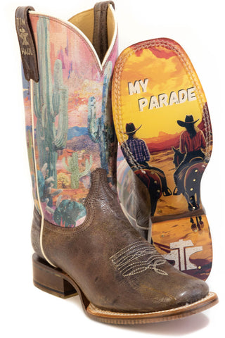 Tin Haul Womens Cactita Dont Rain On My Parade Brown Leather Cowboy Boots