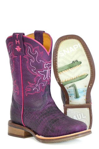 Tin Haul Girls Purple People Eater Purple Leather Cowboy Boots