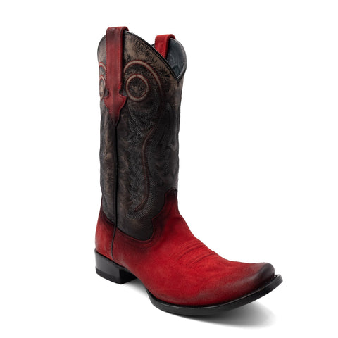 Ferrini Mens Roughrider D-Toe Red Leather Cowboy Boots