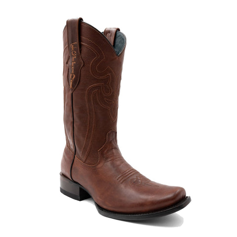 Ferrini Mens Wyatt D-Toe Brandy Leather Cowboy Boots