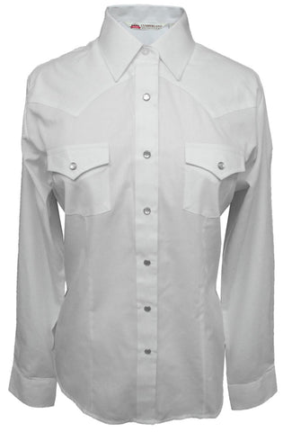 Ely & Walker Womens Solid White Western Shirt L/S Poly/Cotton