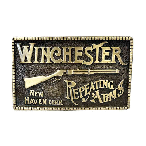 Rockmount Mens Winchester Repeating Arms Tan Brass Belt Buckle