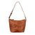 American West Womens Hitchin Post Zip Top Antique Brown Leather Bucket Bag