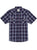 Ely and Walker Mens Plaid Western Snap Navy Poly/Cotton S/S Shirt