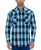Ely and Walker Mens Plaid Western Snap Turquoise Poly/Cotton L/S Shirt
