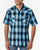 Ely and Walker Mens Plaid Western Snap Turquoise Poly/Cotton S/S Shirt