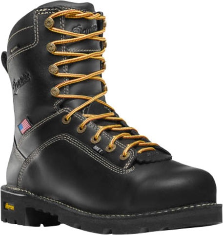 Danner Quarry USA Mens Black Leather 8in MET/AT Work Boots