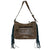 American West Womens Gypsy Patch Distressed Charcoal Brown Leather Handbag Bag