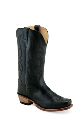 Old West Black Womens Leather 12in Cowboy Boots 10M
