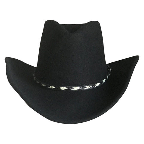 Rockmount Unisex Crushable Felt Black 100% Wool Cowboy Hat