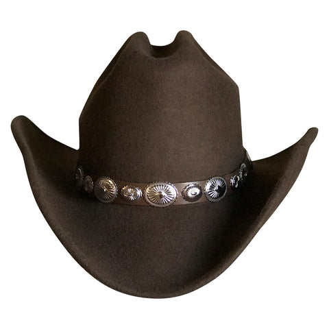 Rockmount Unisex Crushable Felt Concho Brown 100% Wool Cowboy Hat