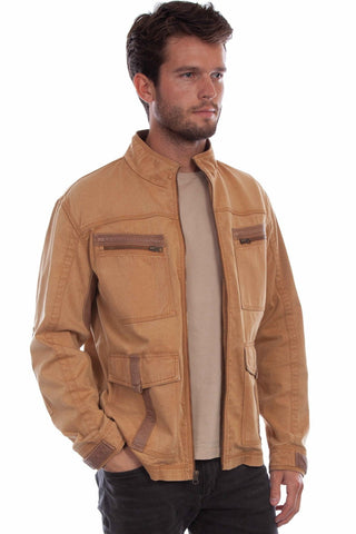Scully Mens Cafe Racer Tan Leather Leather Jacket