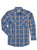 Ely and Walker Mens Textured Plaid Western Blue Poly/Cotton L/S Shirt