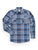 Ely and Walker Mens Western Textured Plaid Navy Poly/Cotton L/S Shirt