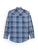 Ely and Walker Mens Western Textured Plaid Navy Poly/Cotton L/S Shirt