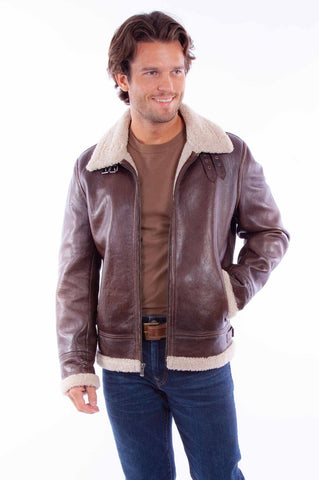 Scully Mens B3 Bomber Chocolate Leather Leather Jacket