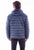 Scully Mens Hooded Puffer Blue Leather Insulated Jacket