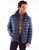 Scully Mens Hooded Puffer Blue Leather Insulated Jacket