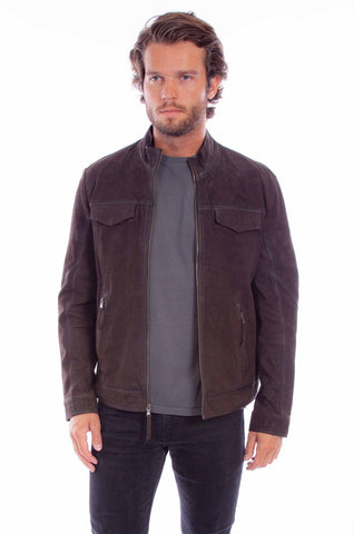 Scully Mens Classic Flap Pocket Brown Leather Leather Jacket