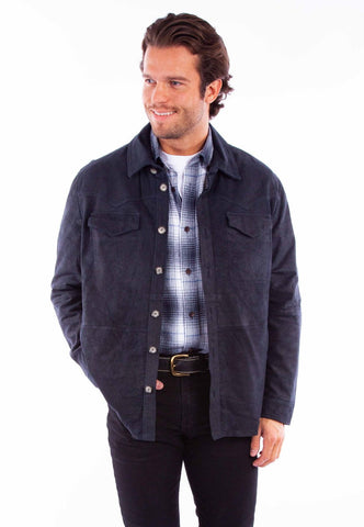 Scully Mens Western Button Up Navy Leather Leather Jacket