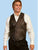 Scully Leather Mens Whip Stitch Leather Lapel Vest Brown Buff XL