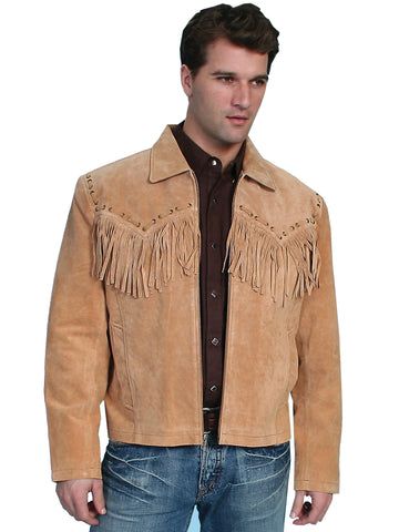 Scully Leather Mens Western Boar Suede Fringe Jacket Bourbon XXL