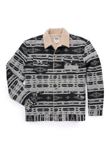 Ely and Walker Mens Aztec Sherpa Lined Charcoal 100% Polyester Fleece Jacket