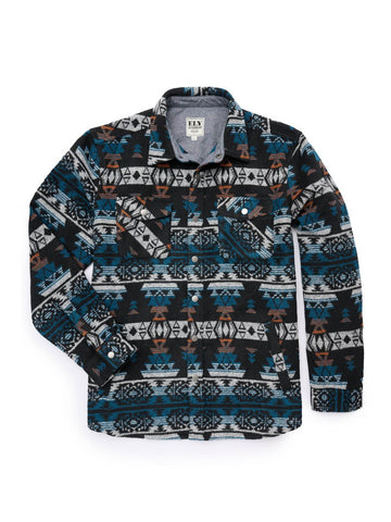 Ely and Walker Mens Heavyweight Aztec Blue Multi 100% Polyester Fleece Jacket