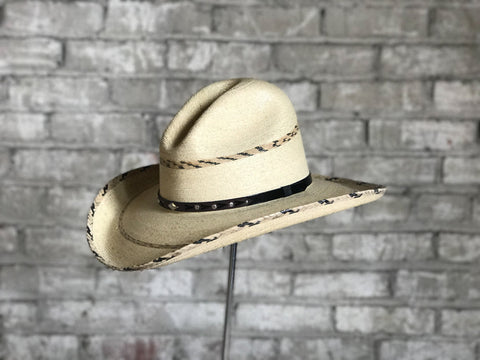 Rockmount Mens Natural Straw Premium Cowboy Gus Stripe Hat 7