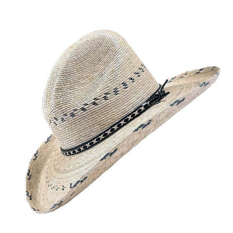 Rockmount Unisex Premium Gus Stripe Beige Palm Cowboy Hat
