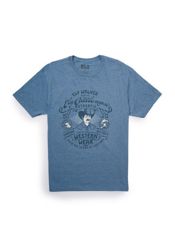 Ely and Walker Mens Vintage Cowboy Indigo Poly/Cotton S/S T-Shirt