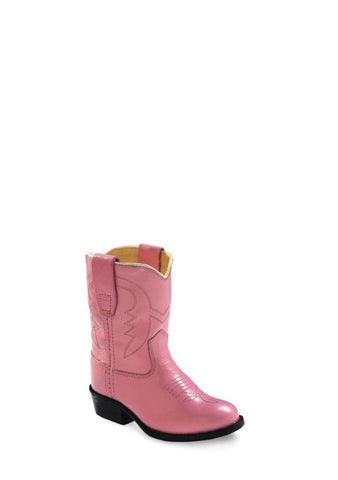 Old West Pink Toddlers Girls Corona Calf Leather Round Toe Cowboy Boots 7.5 D
