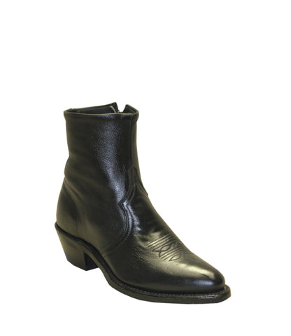 Sage Mens 7in Zipper Narrow Round Toe Black Cowhide Ankle Boots 10.5 D