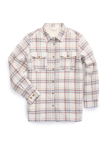 Ely and Walker Womens Sherpa Lining Flannel Shacket Stone Cotton Jacket