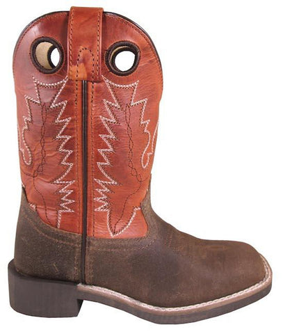 Smoky Mountain Children Boys Bronco Brown/Orange Leather Cowboy Boots