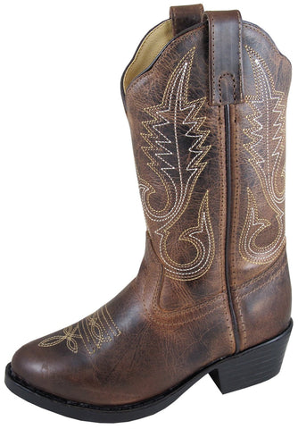 Smoky Mountain Boots Youth Girls Annie Brown Waxed Leather Western 4.5 D