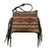 American West Womens Woven Tapestry Zip Top Multi-Color Leather Handbag Bag