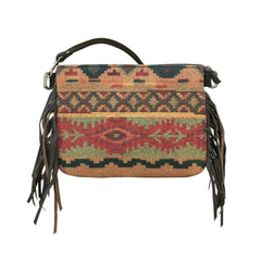 American West Womens Woven Tapestry Zip Top Green/Red