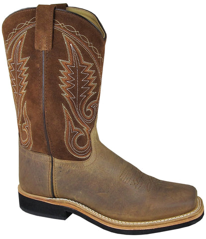 Smoky Mountain Boots Mens Boonville Brown Distress Leather Square Toe 10 D