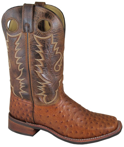 Smoky Mountain Mens Danville Cognac/Brown Ostrich Print Cowboy Boots 12 EE