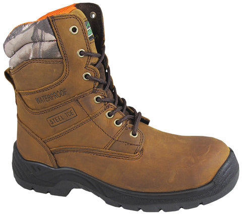Smoky Mountain Boots Mens Canyon Brown Leather 8in Steel Toe Waterproof