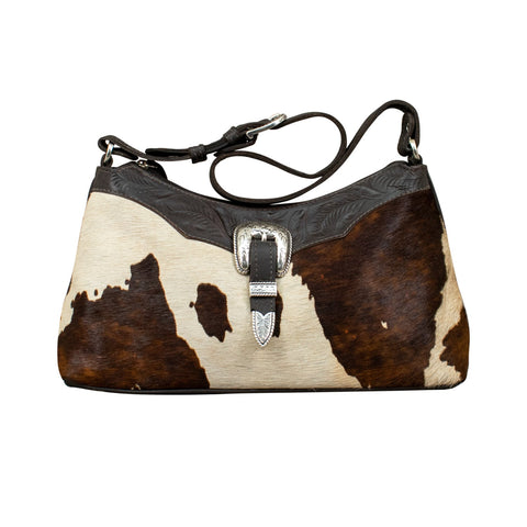 American West Womens Cow Town Hobo Pony Hair-On Leather Handbag Bag OS