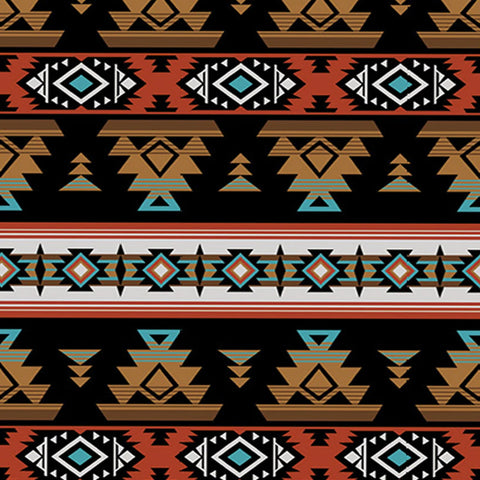 Rockmount Unisex Native Print Black 100% Cotton Bandana