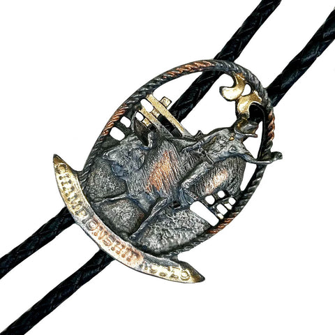 Rockmount Mens Professional Bullrider Tri-Color Metal Bolo Tie