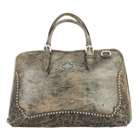 American West Womens Cowtown Pony/Chocolate Leather Briefcase Bag