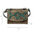 American West Womens Tribal Weave Distressed Charcoal Leather Crossbody Bag