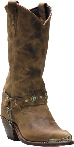 Sage Womens 11in Distressed Fashion Concho Tan Cowhide Cowboy Boots 9.5 M